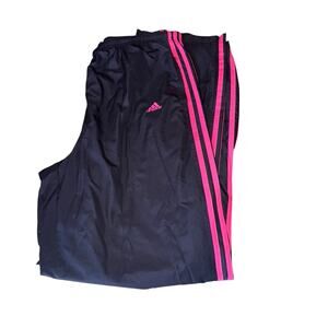 Adidas Women’s Y2K Windbreaker Navy Blue & Hot Pink Striped Track Pants Sz XL